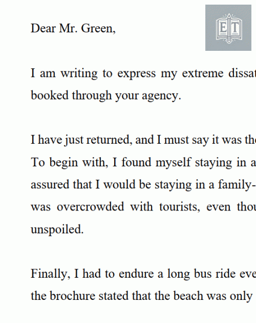 Letter of Complaint: Client Complaint About a Hotel