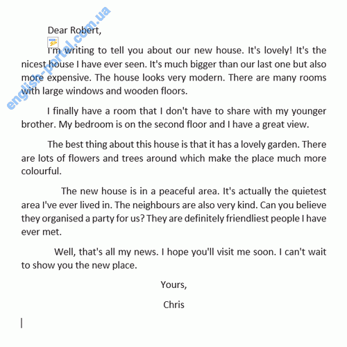 Informal Letter to a Friend: About a New House