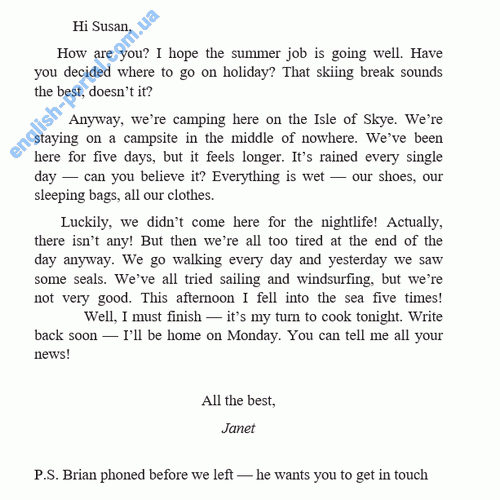 Informal Letter to a Friend: About Camping