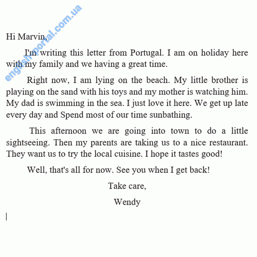 Informal Letter to a Friend: About a Traveling Holiday