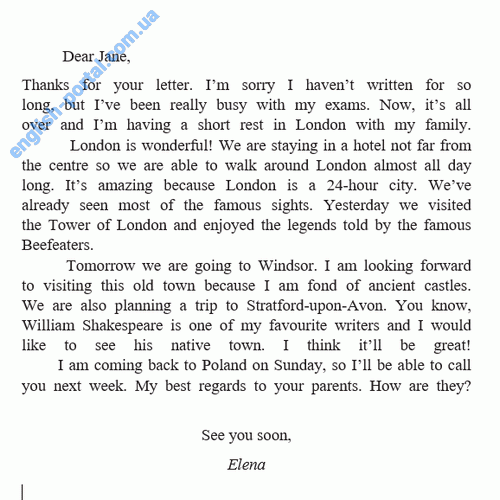 Informal Letter to a Friend: About Visiting London