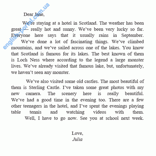 Informal Letter to a Friend: About Visiting Scotland