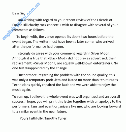 Download Letter to the Editor About a Charity Rock Concert