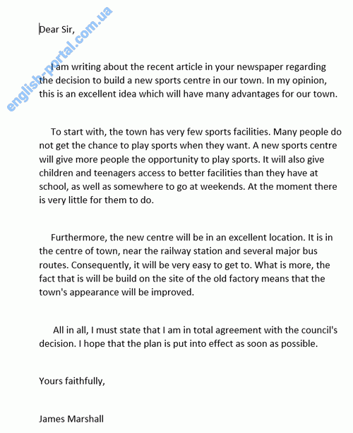 Download Letter to the Editor About a Sport Centre