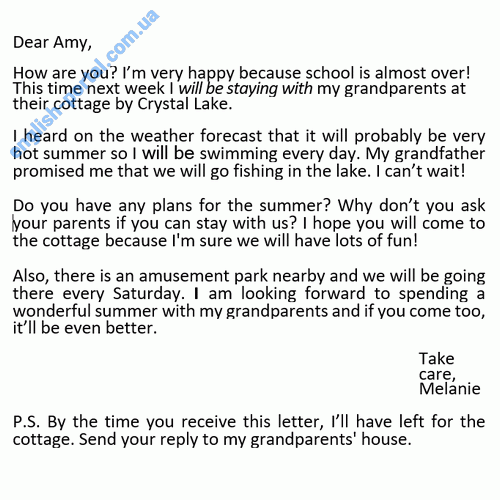 Informal Letter - Writing My Holidays Plans to Spend Summer Vacation