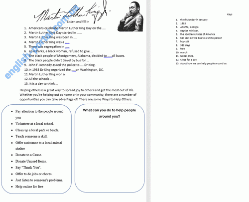 Download Martin Luther King 2 Worksheet