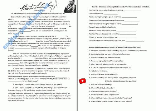 Download Martin Luther King Day Worksheet