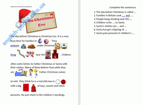 Download On Christmas Eve Worksheet