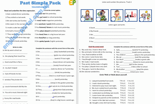 Download Past Simple Pack with Listening and Speaking Tasks .docx
