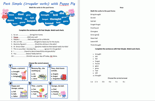 Download Past Simple With Peppa Worksheet