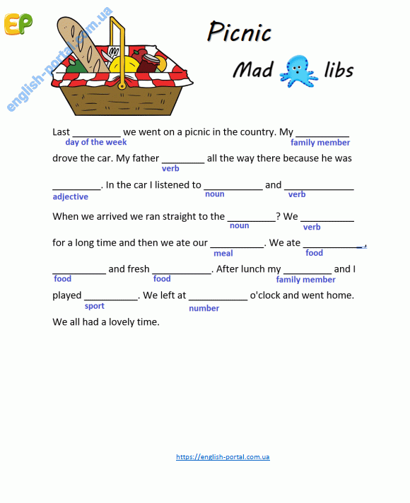 Download Picnic Mad Libs