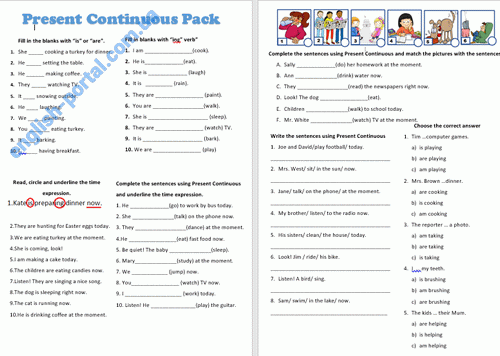 Present Continuous Pack Worksheet