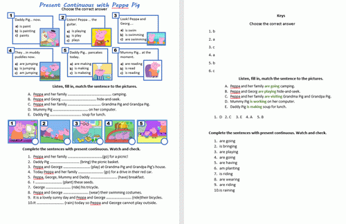 Download Present Continuous With Peppa Worksheet