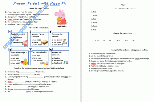 Download Present Perfect With Peppa Worksheet