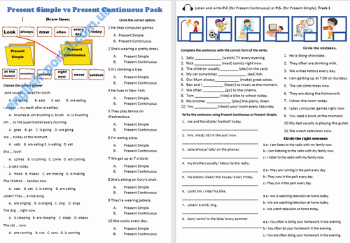 Download Present Simple vs Present Continuous Pack .pdf