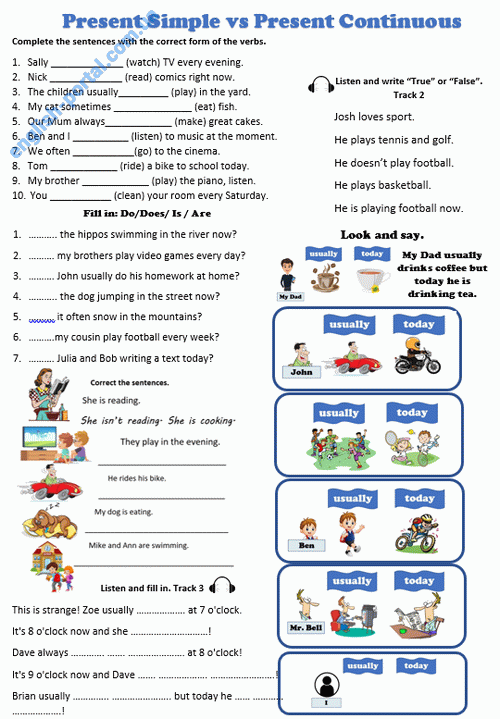 Download Present Simple vs Present Continuous Worksheet .pdf