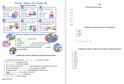Download Present Simple With Peppa Worksheet