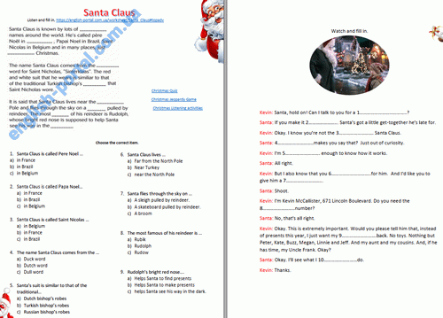 Download Santa Claus New Worksheet