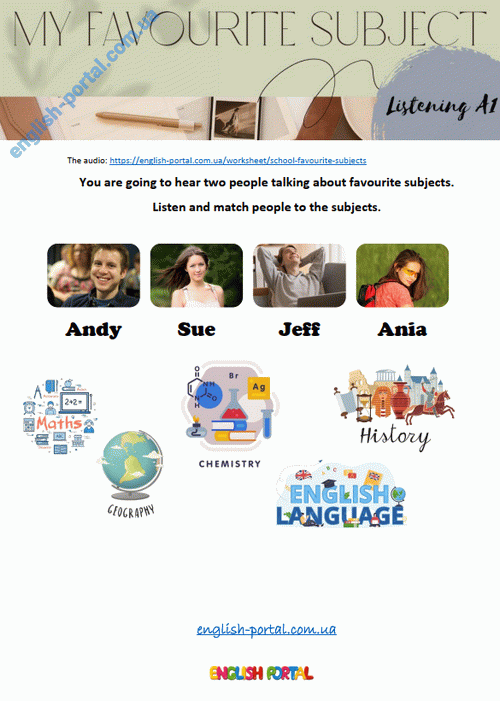 Download School - Favourite Subjects Worksheet