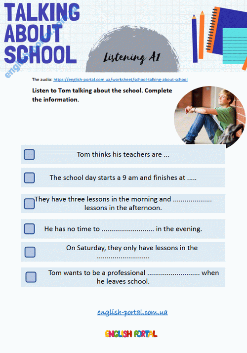 Download School - Talking about School Worksheet