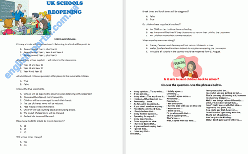 Download School Reopening Worksheet