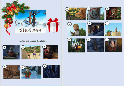 Download StickMan Listen and Choose a Picture Worksheet 