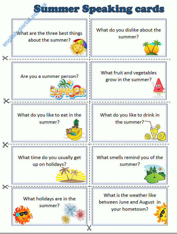 Download Summer Speaking Cards