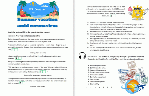 Download Summer Vacation Amid Coronavirus Worksheet