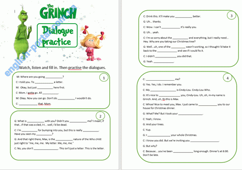 The Grinch Dialogue Practice Worksheet (PDF)