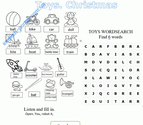 Download Toys Christmas Worksheet