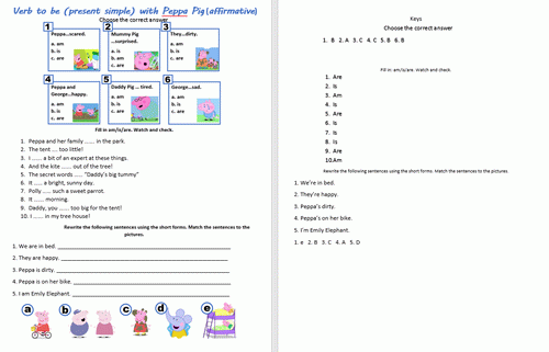 Download Verb to be with Peppa Worksheet
