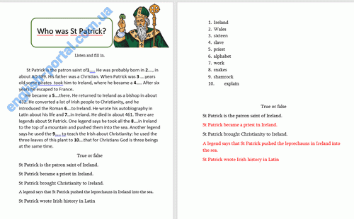 Who was St. Patrick Worksheet