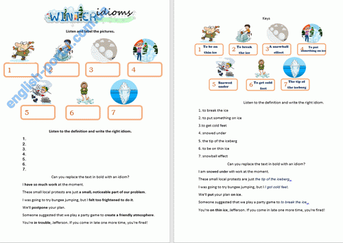 Download Winter Idioms Worksheet