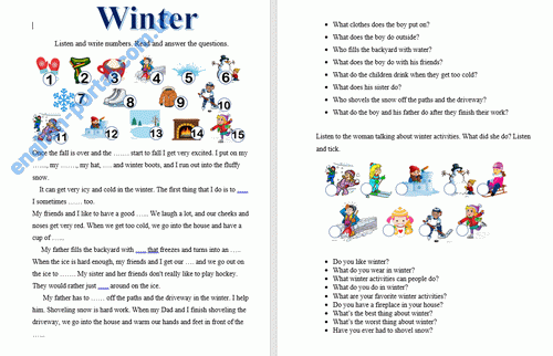 Download Winter Time Worksheet