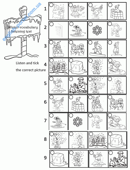 Download Winter Vocabulary Test Worksheet