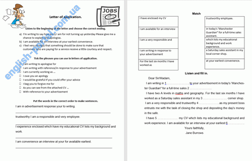 Download Worksheet Letter of Application