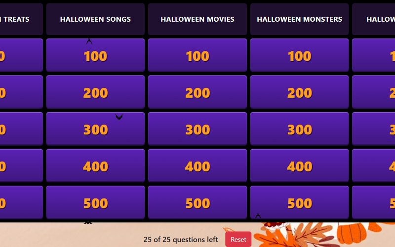 Halloween Jeopardy 2 – screenshot of the game