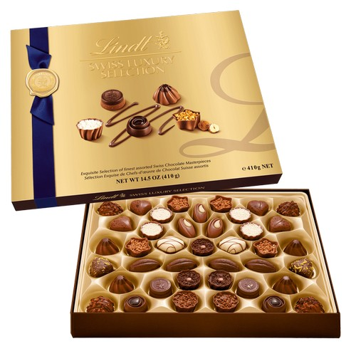 A box of assorted Swiss chocolates