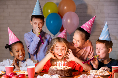 Illustration for an A2 conversation question about birthdays, parties and presents.