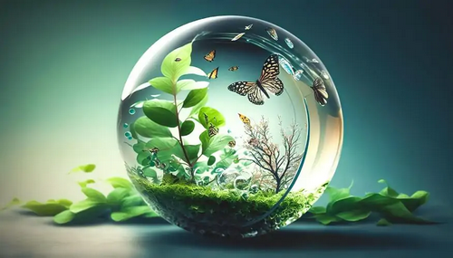 Illustration for a B1 conversation question about nature, waste and looking after the planet.