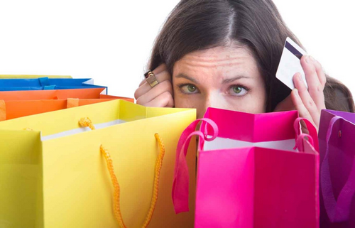 Illustration for a B1 conversation question about shops, money and what you buy.