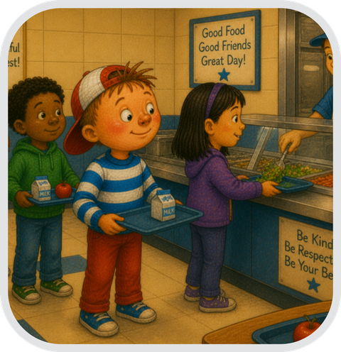 wait in line in lunchroom