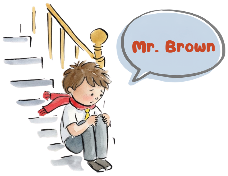 A boy on the stairs