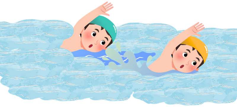 Two boys swimming