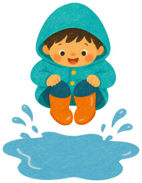A child in a puddle