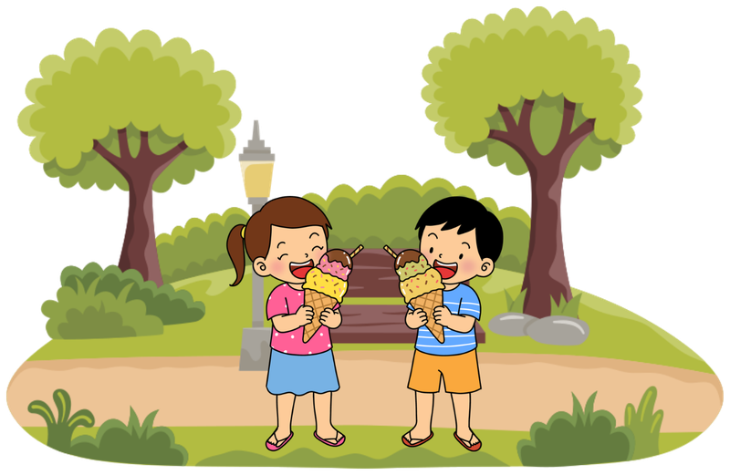 Two children in a park