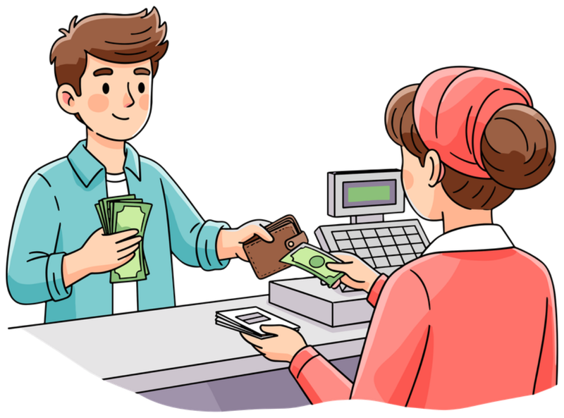 A customer getting his change
