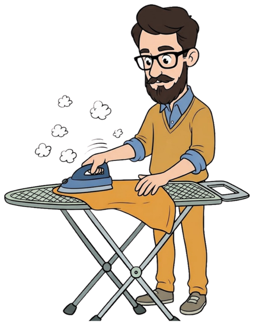 A man ironing