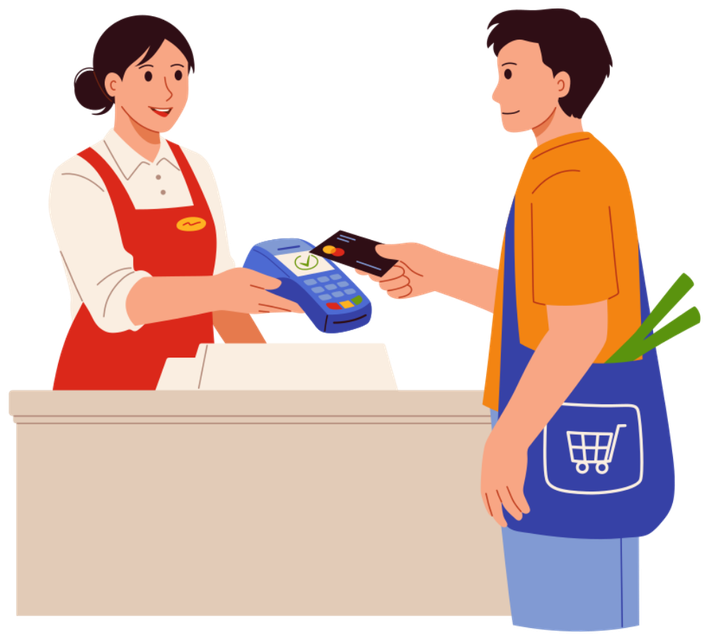 A customer paying by card