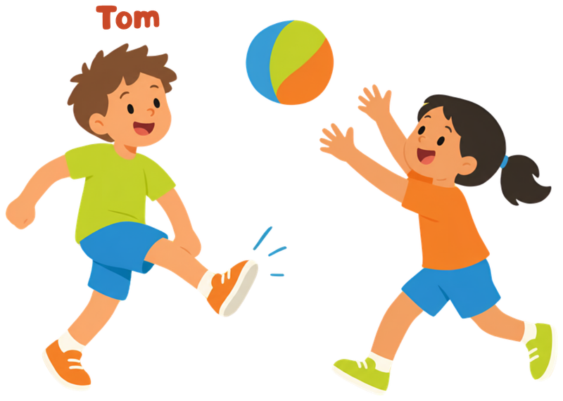 Tom and a girl with a ball